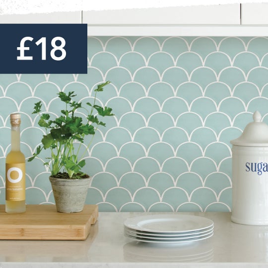 Shell Blue Self Adhesive Backsplash Tiles