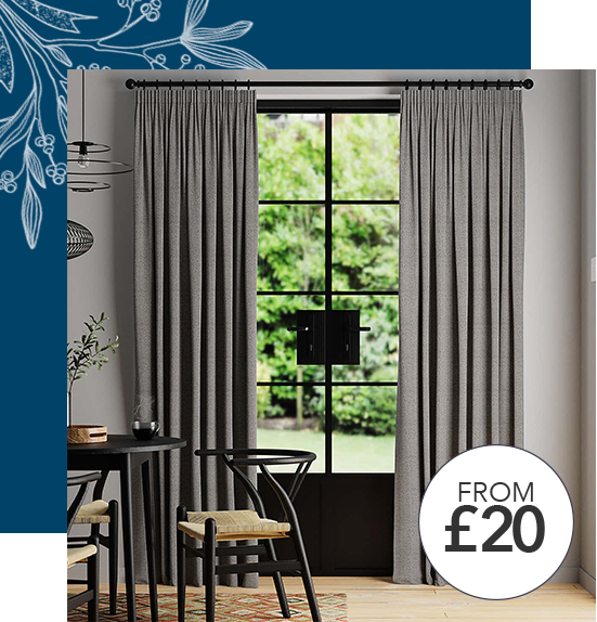 Eliza Steeple Grey Thermal Pencil Pleat Curtains