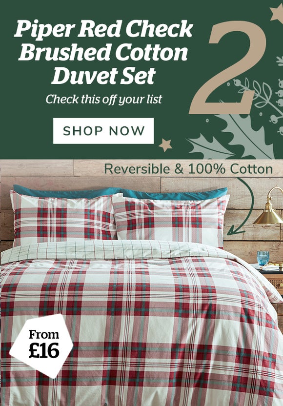 Piper Red Check Brushed Cotton Duvet Set