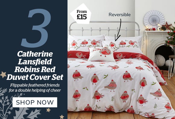 Catherine Lansfield Robins Red Duvet Cover Set