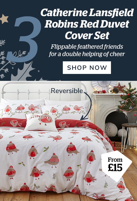 Catherine Lansfield Robins Red Duvet Cover Set