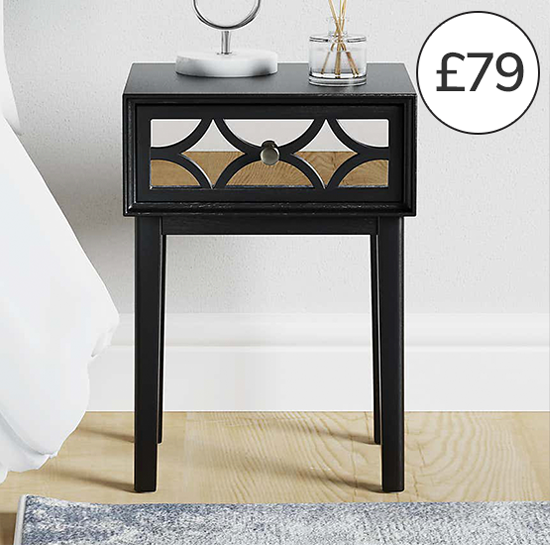 Delphi Black 1 Drawer Bedside Table - 5* - Easy to assemble