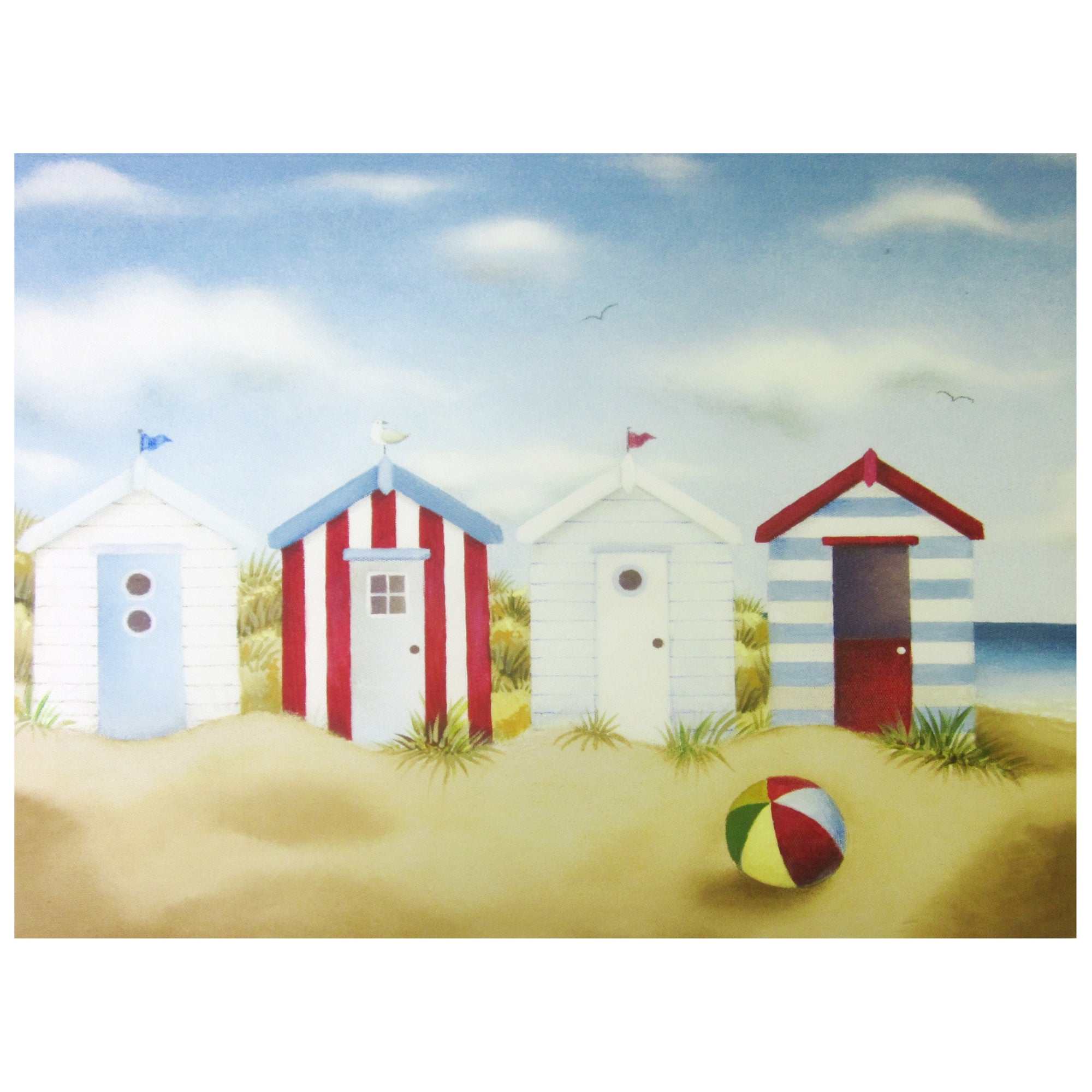 Beach Huts Printed Canvas | Dunelm