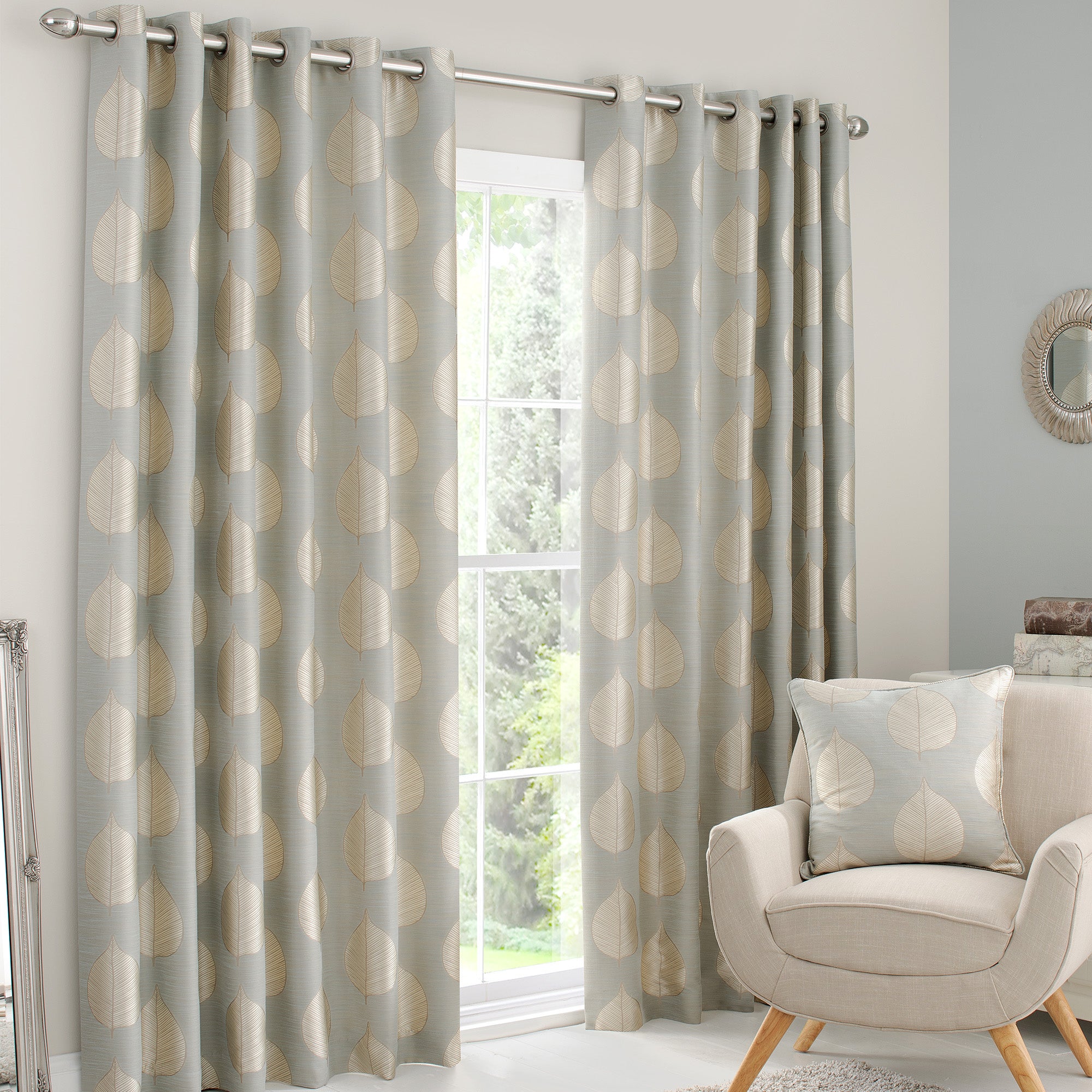 Eden Duck-Egg Lined Eyelet Curtains | Dunelm