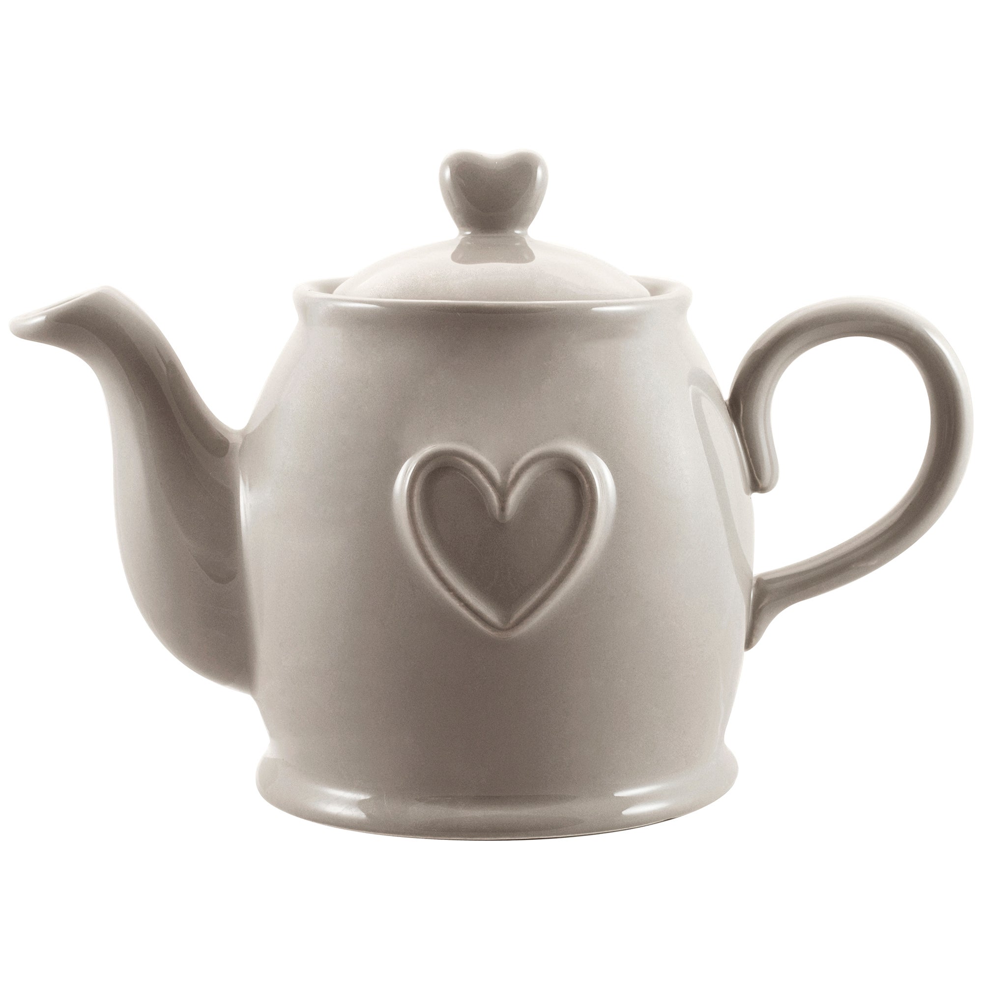 Country Heart Taupe Teapot | Dunelm