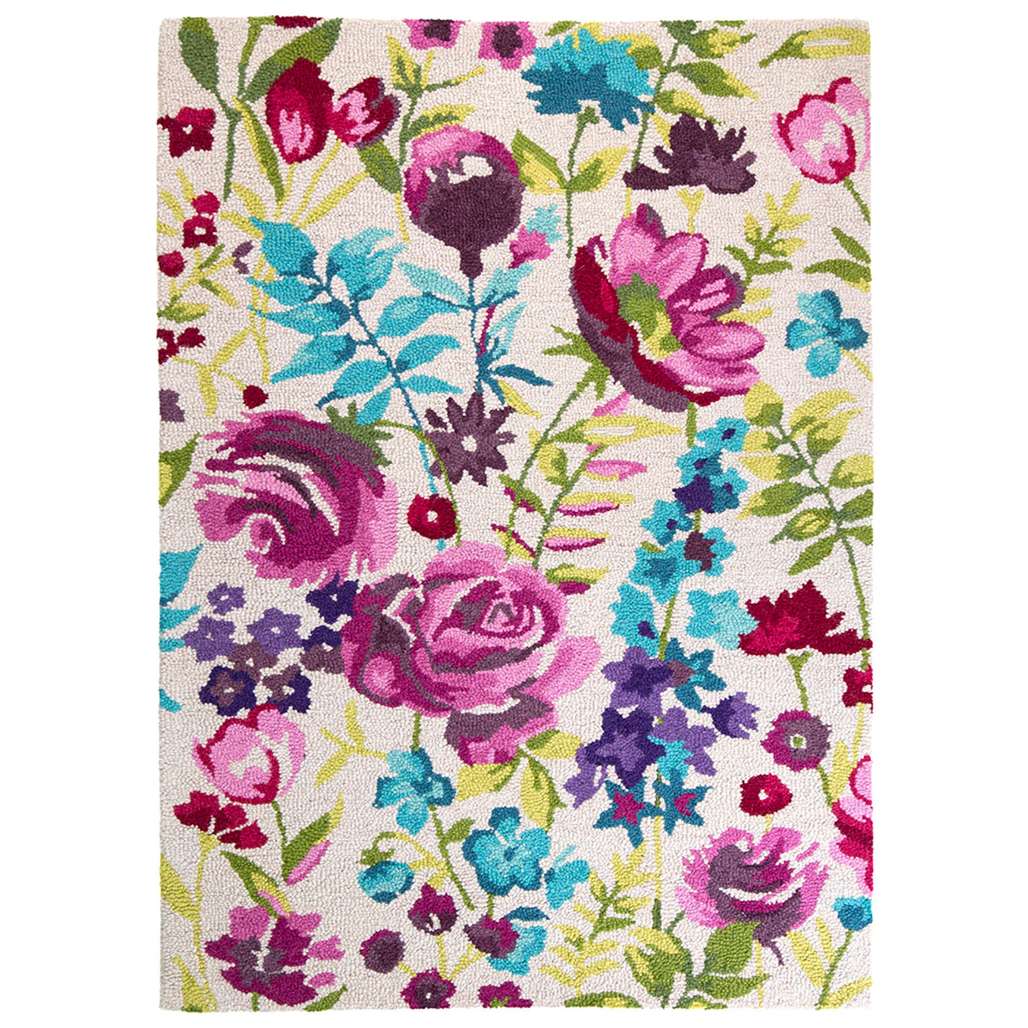 Misty Floral Wool Rug | Dunelm