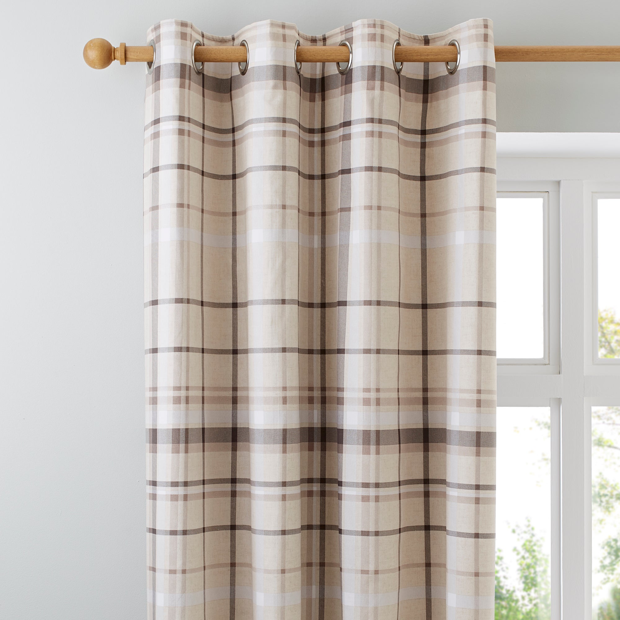 Check Natural Thermal Eyelet Curtains | Dunelm