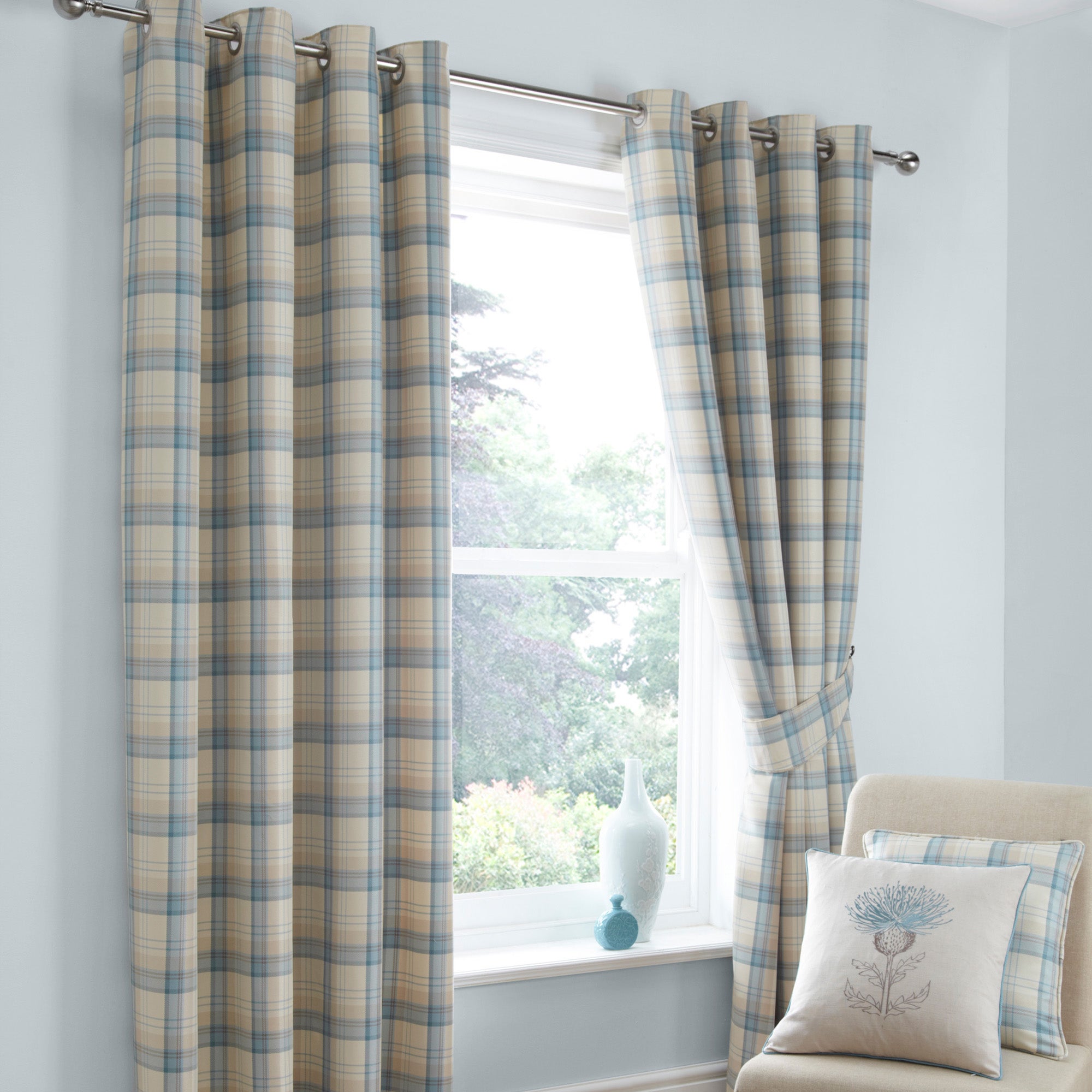 Balmoral Duck-Egg Blackout Eyelet Curtains | Dunelm