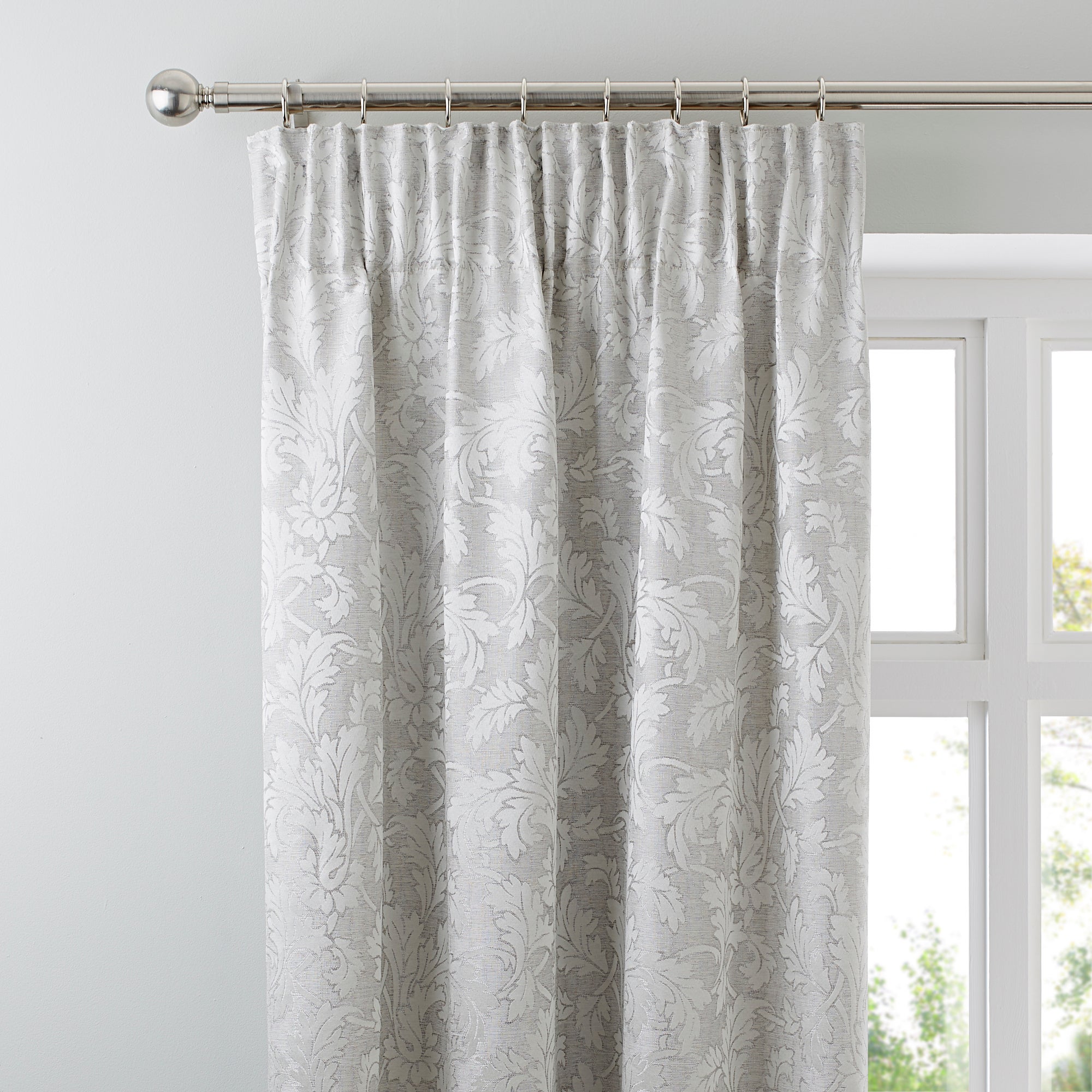 Canterbury Silver Pencil Pleat Curtains | Dunelm