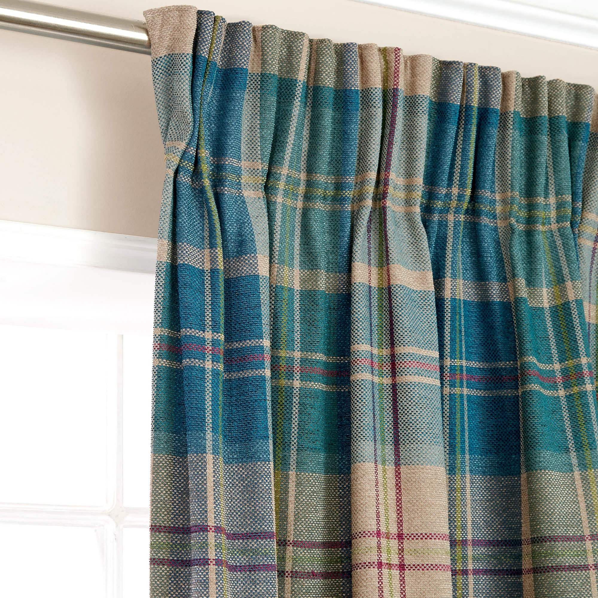 Hamish Teal Lined Pencil Pleat Curtains | Dunelm