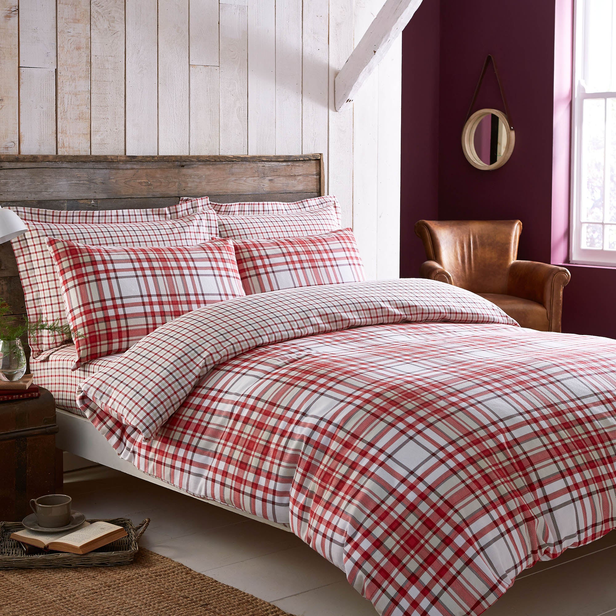 Hartford Red Bed Linen Collection | Dunelm