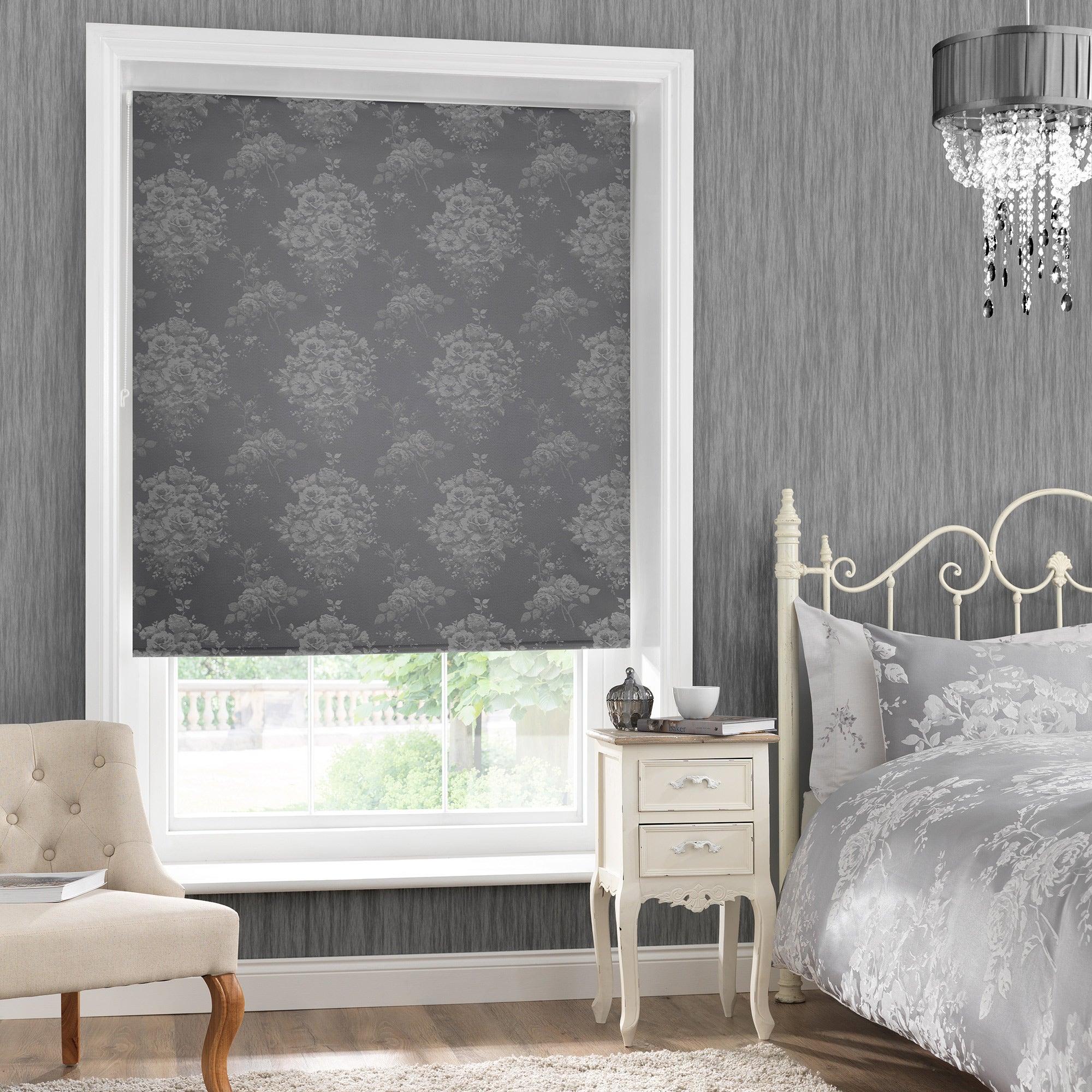 Laura Silver Blackout Roller Blind | Dunelm