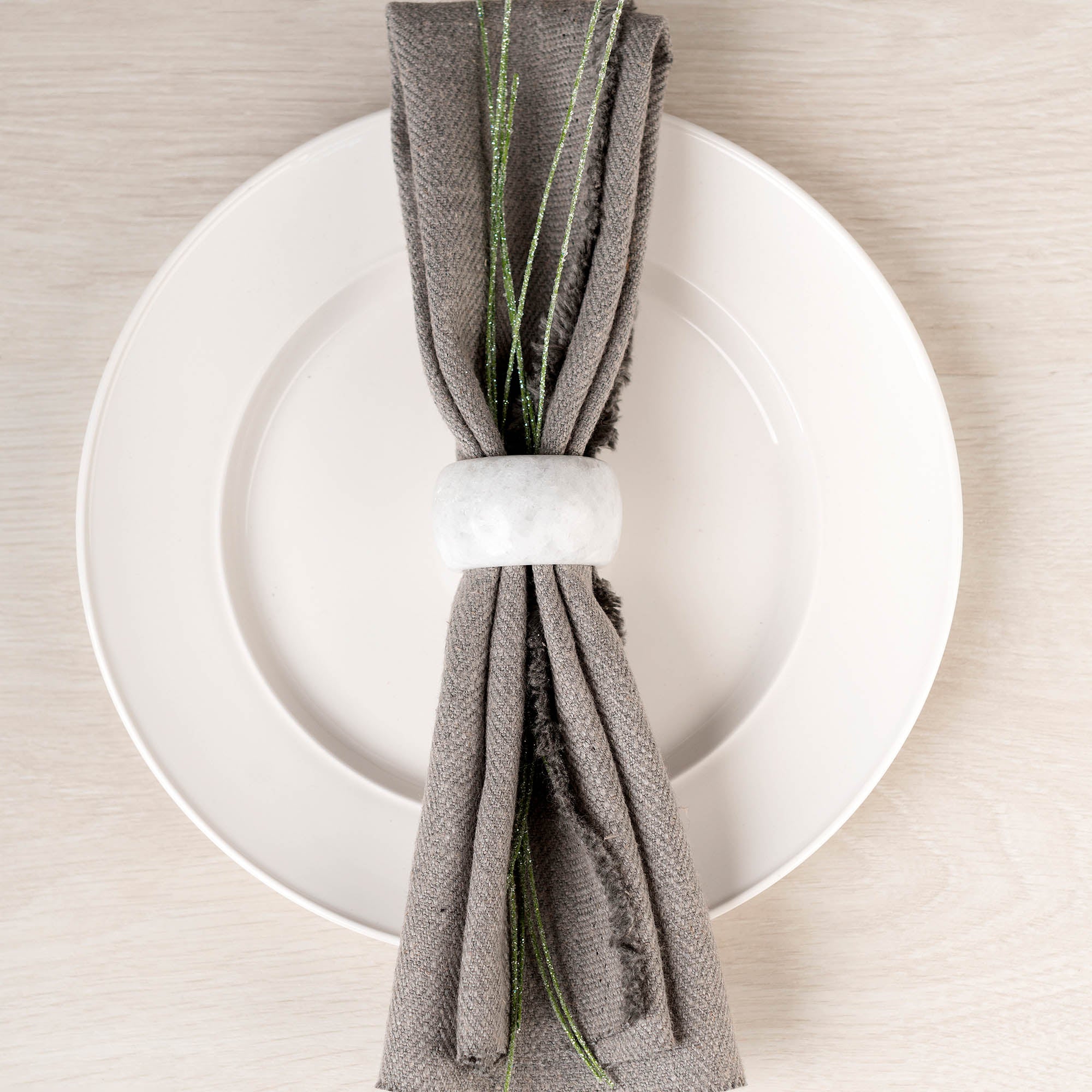 Set of 4 White Marble Napkin Rings | Dunelm