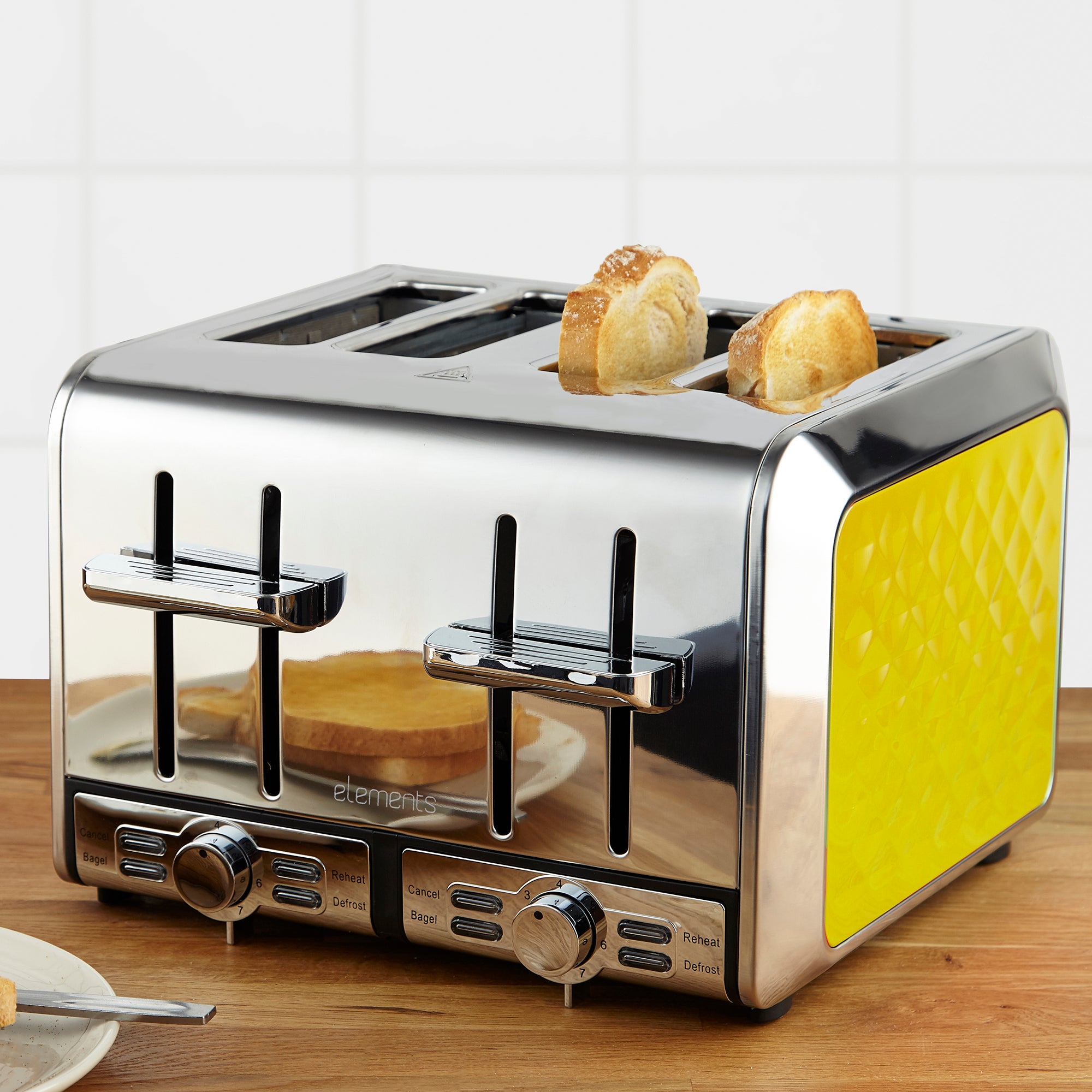 Elements 4 Slice Yellow Toaster | Dunelm