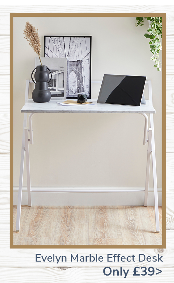 Evelyn Marble Effect Folding Desk