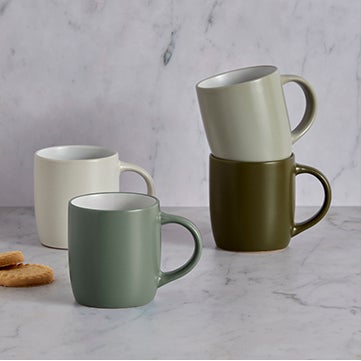 Set of 4 Stoneware Sage Mugs