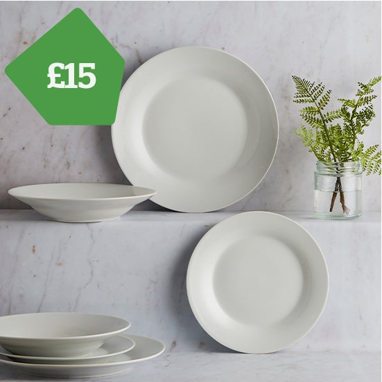 White Rim 12 Piece Dinner Set