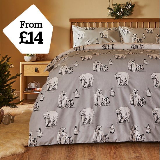 Snowy Animal 100% Cotton Reversible Duvet Cover Set