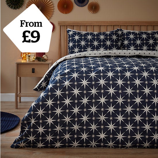 Navy Festive Star Quilt Cover Set