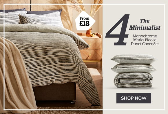 Monochrome Marks Printed Fleece Duvet Cover and Pillowcase Set