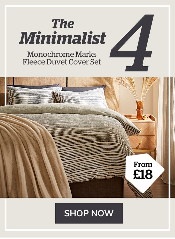 Monochrome Marks Printed Fleece Duvet Cover and Pillowcase Set