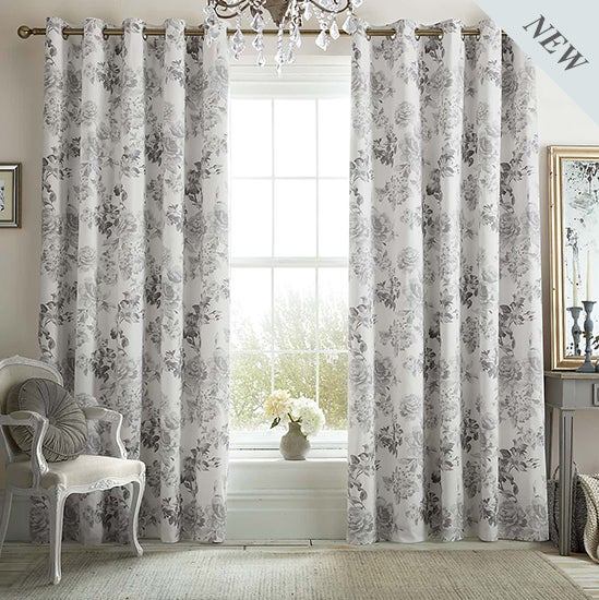 Tamsin Grey Eyelet Curtains