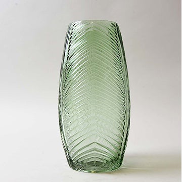 Tall Green Leaf Glass Vase