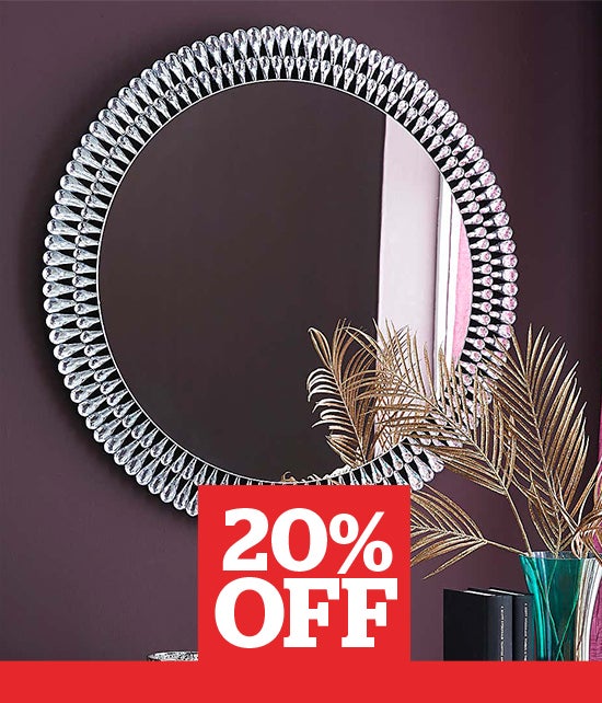 Glam Gem Edge Round Wall Mirror 76cm