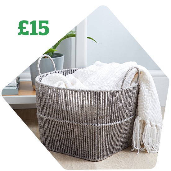 Large Grey Woven Storage Basket