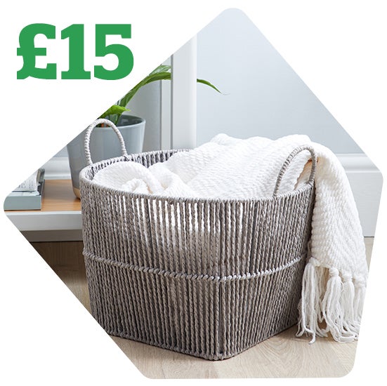 Large Grey Woven Storage Basket