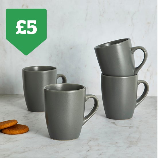 Stoneware Charcoal Set of 4 Mugs