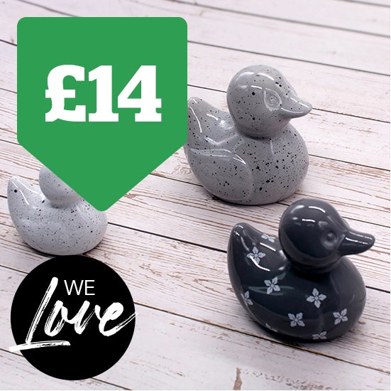 Set of 3 Geo Grey Ceramic Ducks