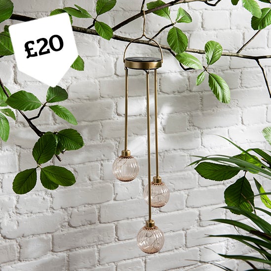 Ribbed Gold and Blush Solar Pendant Lights