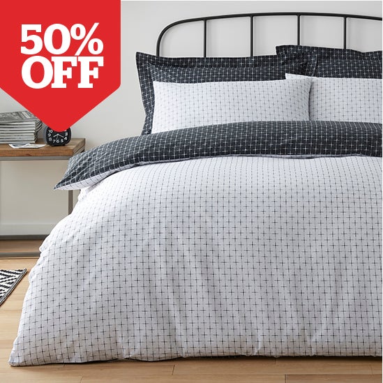 Blair Monochrome Reversible Duvet Cover and Pillowcase Set