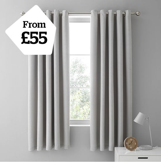 Mini Waffle Grey Blackout Eyelet Curtains