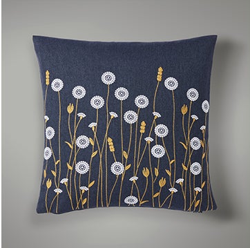 Scandi Floral Cushion Navy