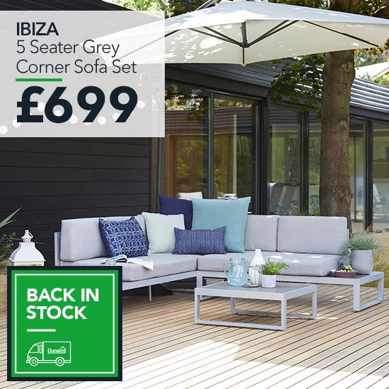 Ibiza 5 Seater Grey Corner Sofa Set £699